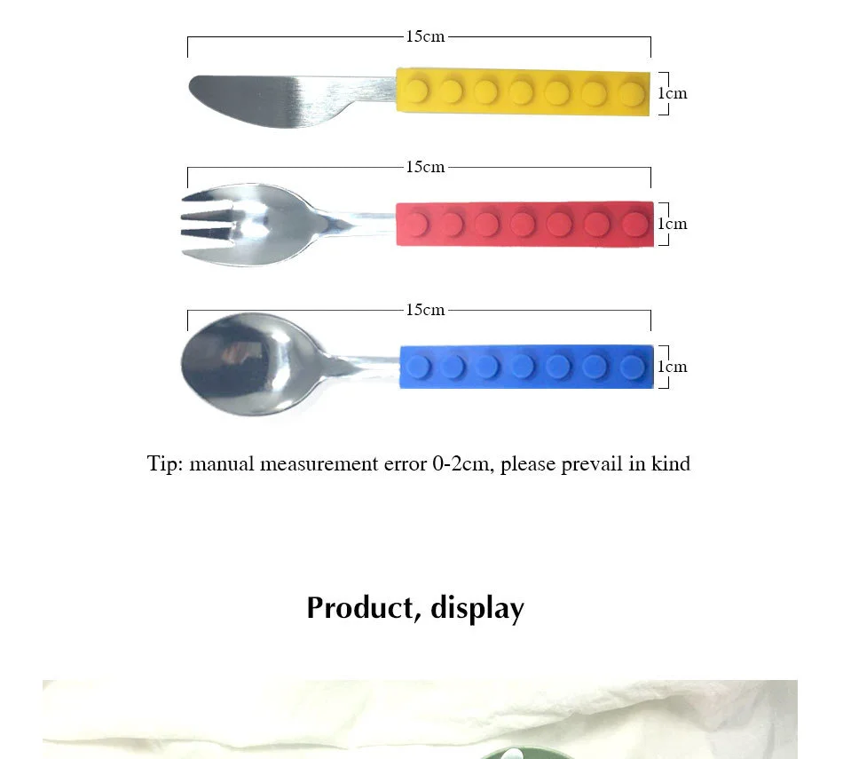 Creative Lego Bricks Portable Silicone Stainless Steel Tableware Set Travel Kids Adult Cutlery Fork Picnic Set Gift Dinnerware (5)