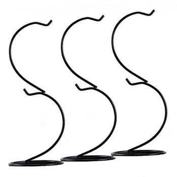 

3 Pack Hanging Plant Glass Stand Flower Holder for Landscape Garden Decor (S Shape Stand)