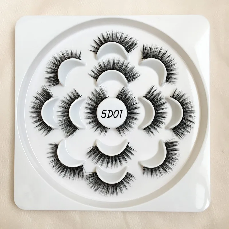 5D01 5D Faux Mink Eyelashes 7 Pairs in Flower Lashes tray - Color: 5D01