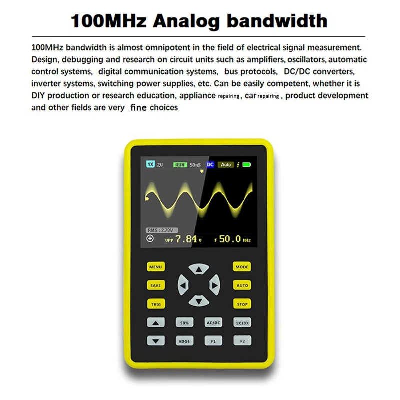 5012H 2.4 inch LCD Display Screen Handheld Portable Digital Mini Oscilloscope with 100MHz Bandwidth