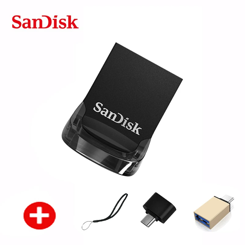 SanDisk USB флэш накопитель 128ГБ usb CZ430 Флешка U диск с MicroUSB TypeC адаптером|USB