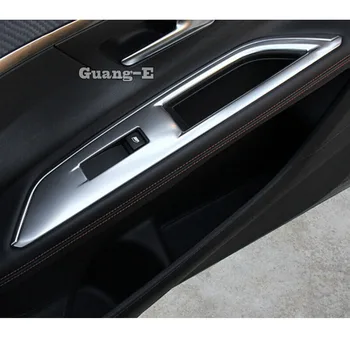 

Car Stick Door Window Glass Panel Armrest Lift Switch Button Trim Frame 4pcs For Peugeot 3008 GT 3008GT 2016 2017 2018 2019 2020