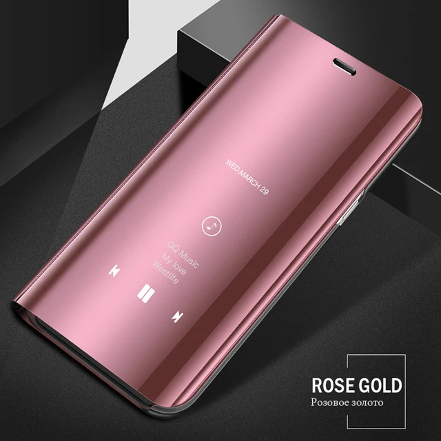 Rose Gold Pocophone f1 чехол mi rror флип чехол s для xiaomi mi 9t 9 se 8 a2 lite a3 6 play max3 чехол для redmi note 8 7 6 pro 7a 6a 4a go s2 - Цвет: Rose Gold