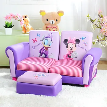 

Children's Double Sofa Toddler Cloth Cartoon Sofa Band Footstool Storage Special mini sofa kids couch