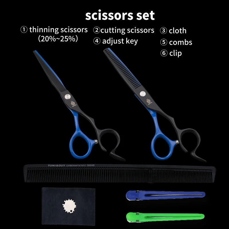 Быстрая профессиональный японский 440C набор из 6 дюймовых парикмахерских ножниц для парикмахерских лазерных лезвий для резки парикмахерских ножниц - Цвет: SET OF SCISSORS-01