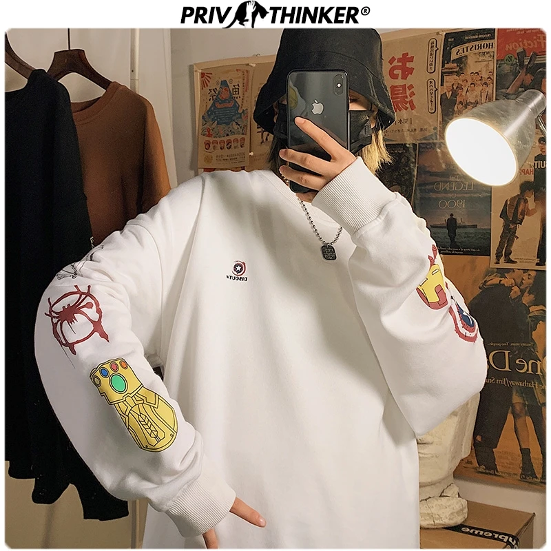Толстовка Privathinker Мужская с забавным принтом свободные 2020 весенние корейские