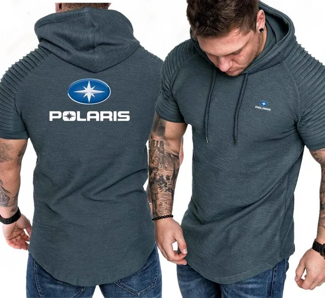 Polaris снегоходы принт для мужчин короткий рукав толстовка с капюшоном мужские летние худи тонкие пуловеры хип хоп спортивный костюм с капюшоном D
