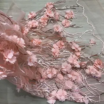 

2019 Latest French Nigerian Laces Fabrics High Quality Tulle African Laces Fabric Pink Wedding Dubai French Tulle Lace Fabric