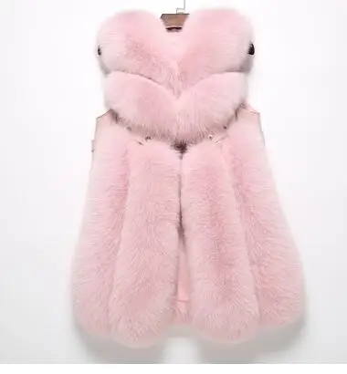 Pink Меховой жилет из натурального Лисьего меха, женская новая модная шуба из натурального Лисьего меха, куртка, зимняя шуба из натурального Лисьего меха, жилет - Color: Pink