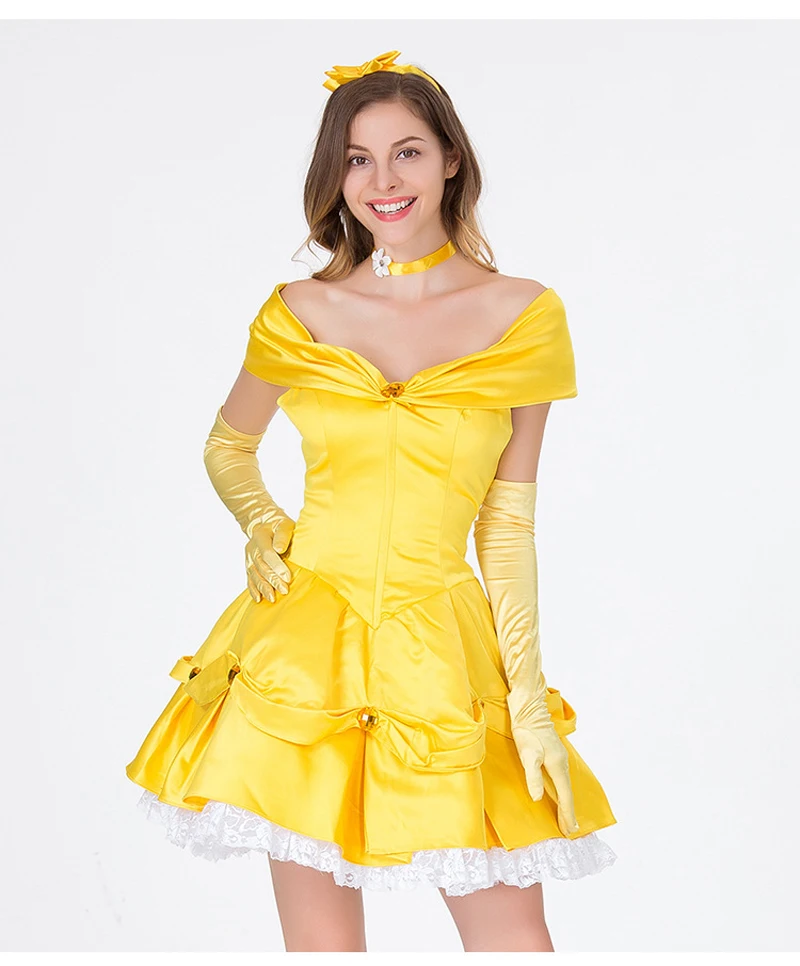 

Halloween costumes For Women Fairy Tale Yellow Skirt Princess Costume Costume Adult Cosplay Dress Party Nightclub Queen Service
