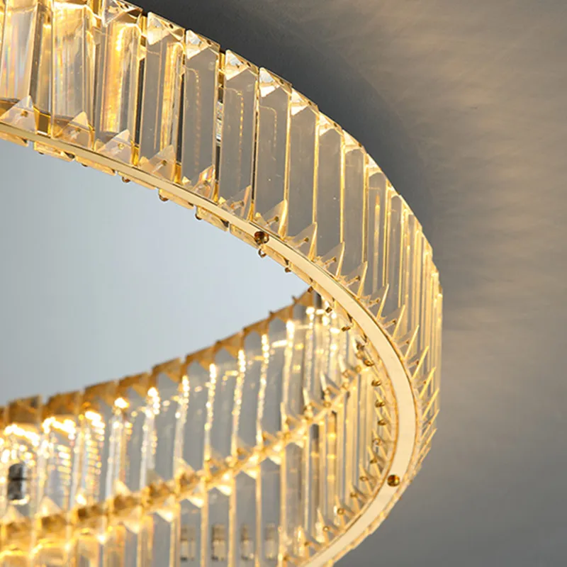 Modern Luxury Crystal Interior Lamp Living Room Bedroom LED Ceiling Chandelier Kitchen Island Dining Room Golden Ceiling Fixture