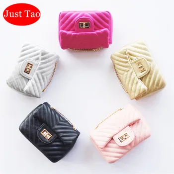 

Just Tao! Classic style messenger bags for Preschool girls Kids Small size Phone bag Girls Money Bags Child leather purse JT027
