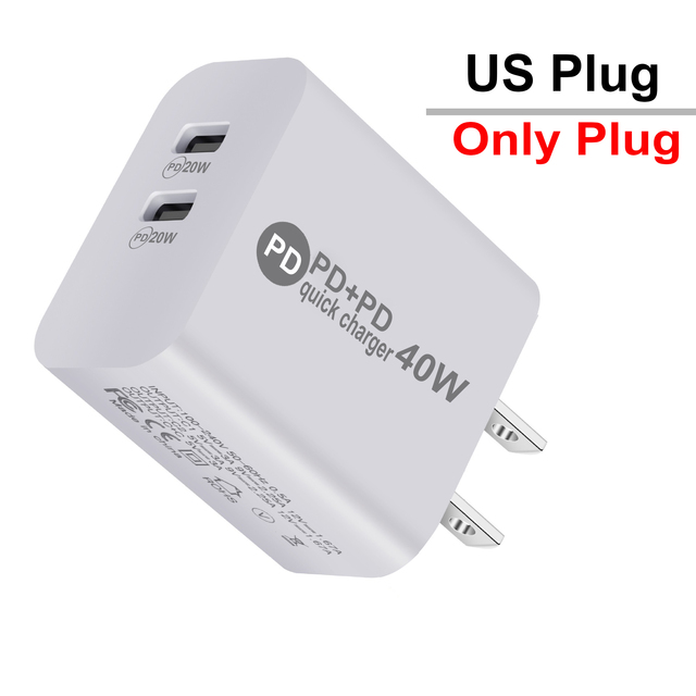 type-c Ports US/EU Plug Wall Charger Adapter Double 2-Port For Samsung iPhone13 12 11 for Xiaomi Smart Mobile Phone