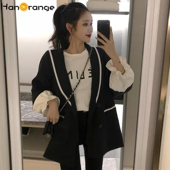 

Vintage Sailor Collar Puff Sleeve Women Jacket Spring Autumn 2020 Casual Long outwear