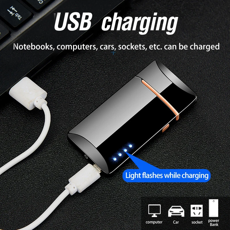 Двойная дуга USB электрическая зажигалка для сигарет ветрозащитная перезаряжаемая плазменная турбо Зажигалка металлическая новинка электронные гаджеты для мужчин