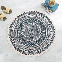 Ретро Бохо круглый ковер спальня бохо стиль кисточкой хлопок ковер ручной тканый Национальный классический диван с обивкой из гобелена Подушка Татами Коврики