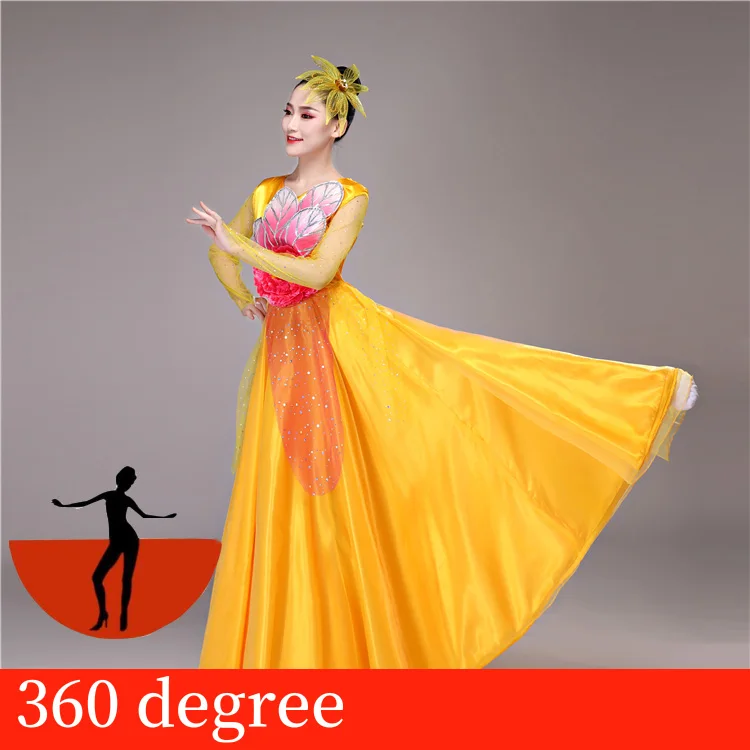 Фламенго испанское Платье женское испанское Фламенко юбка представление танцы одежда плюс размер женское цыганское атласное шелковое платье SL1455 - Цвет: yellow 360