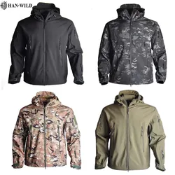 Shark Soft Shell Military Tactical Jacket Men Waterproof Warm Windbreaker US Army Clothing Winter Big Size Men Camouflage Jacket