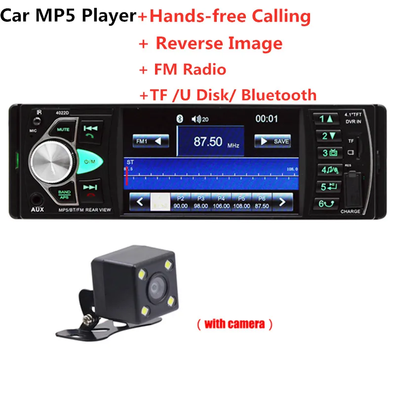 

4.1 inch HD Multimedia Car MP5 Player Bluetooth Hands-free Calling Vehicle FM Radio 4022D Reverse Image Rear Camera