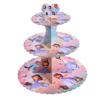 

Disney Frozen Birthday Party Set Anime Characters Party Decoration Cake Stand Three-tier Tray Disposable Paper Tableware Gifts
