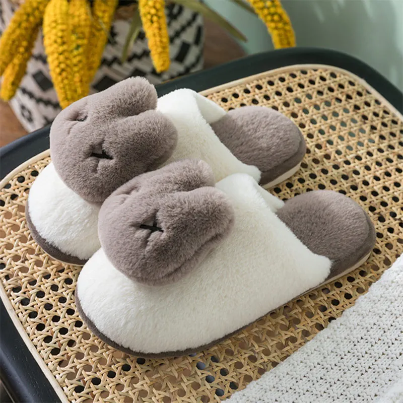 coffee MCCKLE/женские домашние тапочки; зимняя теплая женская обувь с милым Плюшевым Мехом; женская домашняя обувь на плоской подошве с рисунком; женская обувь; Новинка - Цвет: coffee