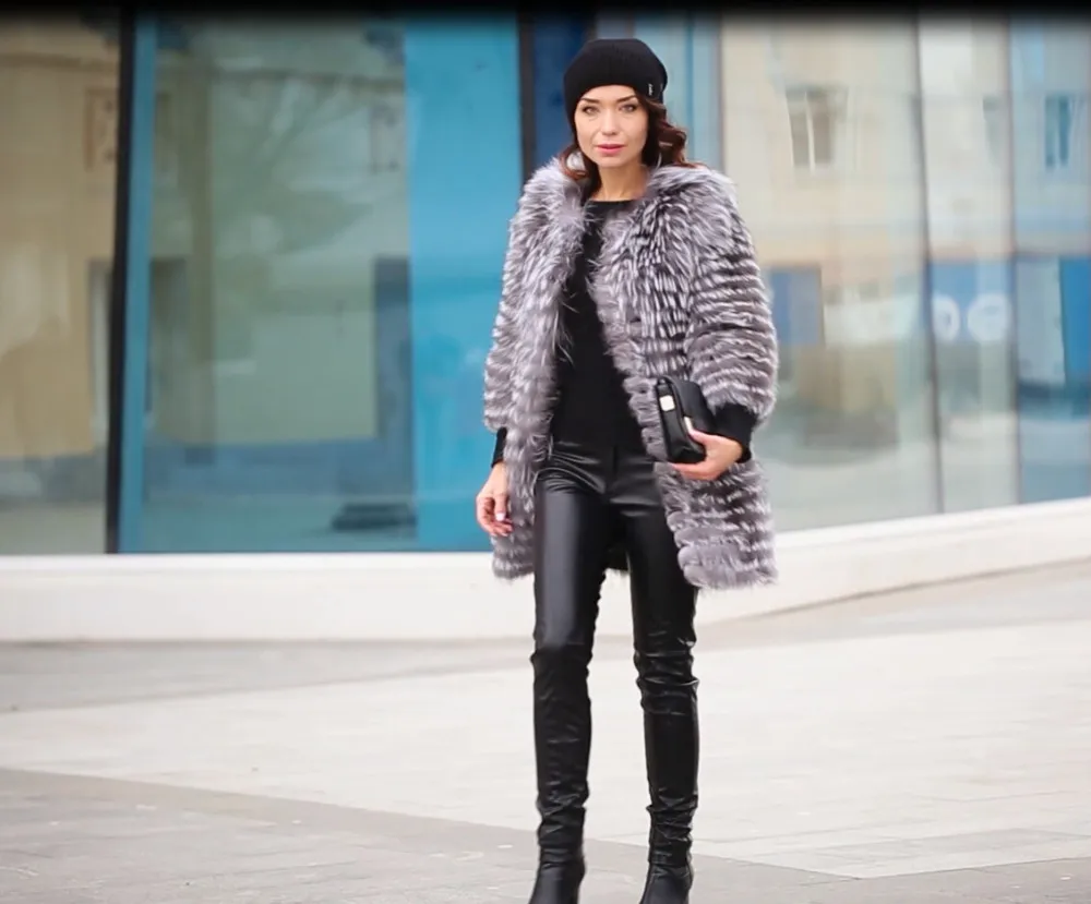 Perfect BFFUR Real Fur Coat Luxury Women Winter Fashion Style Natural Fur Vest Coat Female Silver Fox Fur Coat Russian Fur Coats Slim 30