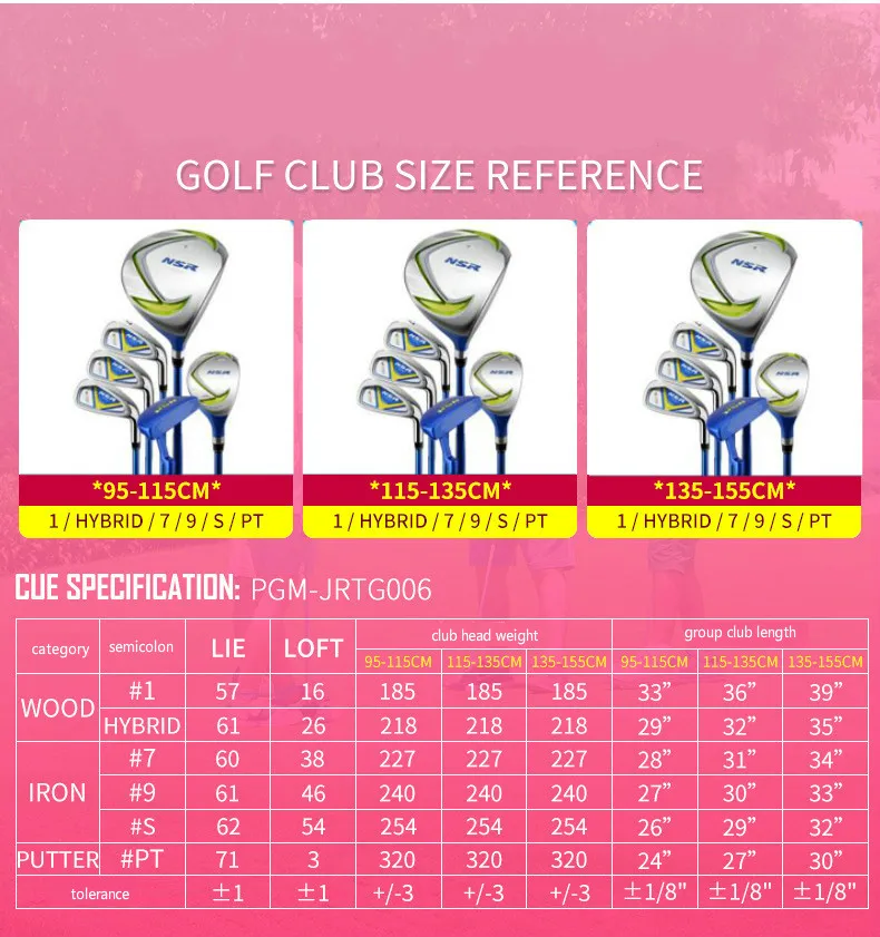 PGM Boys'Golf Club Комплект подходит для мальчиков и девочек 6 клубов JRTG006