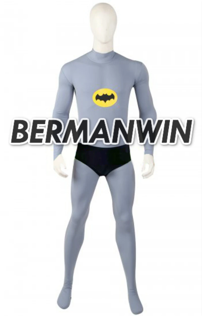BERMANWIN высокое качество 1966 костюм Бэтмена, косплей с накидкой старый Бэтмен одежда на Хэллоуин для косплея костюм для взрослых мужчин