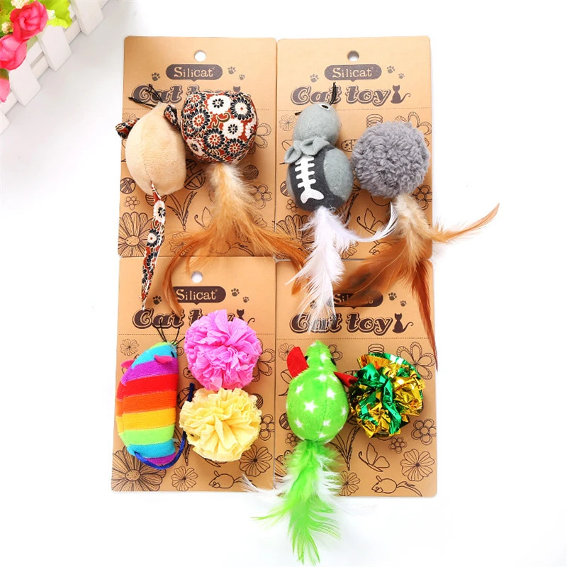 Cat Interactive Mouse Toy Catnip Toy Paper Card Set Cat Supplies Toys Plush Toy Rainbow Color Mouse Bite And Scratch Resistant