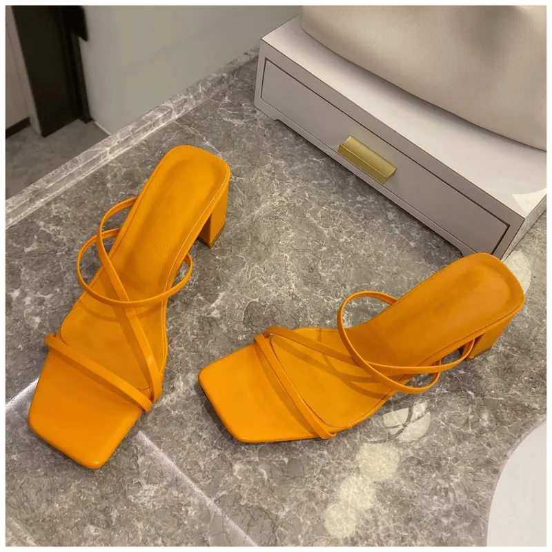 Women Summer Outdoor Sandal High Square Heel Flip Flop Ladies Brand Women Slipper Elegant Women Slides Shoes
