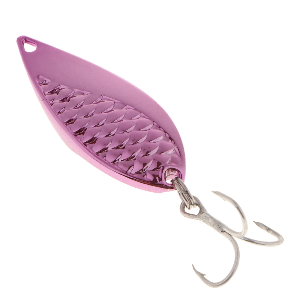 Metal Spoon Lures 25g Spinnerbait Salmon Bass Fishing Lure With Hooks Pink