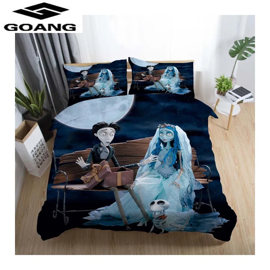 GOANG Nightmare before Christmas 3d Bedding Sets Sally and Jack bed sheet duvet cover pillowcase bedding luxury home textiles - Color: White
