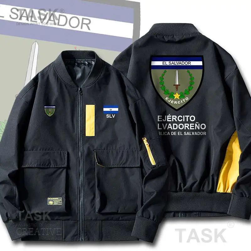 

Bomber Military Biker Jacket Army El Salvador Salvadoran SLV Men's Windbreaker Spring Jacket Printed Pilot Bomber Coats Fashion