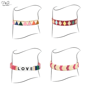 

New Design Bracelet 2020 Rainbow Enamel Tile Beaded Stretch Bracelet Stackable Mosaic Block Beads Strand Bangle Custom Gift