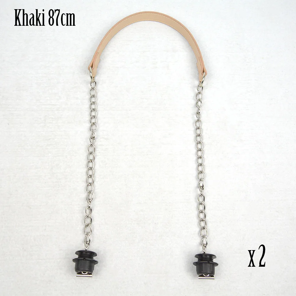 khaki Новинка, 1 пара серебряных длинных толстых одиночных цепей с металлической пряжкой, черные винты для Obag O bag, ручки для женских сумок - Цвет: khaki