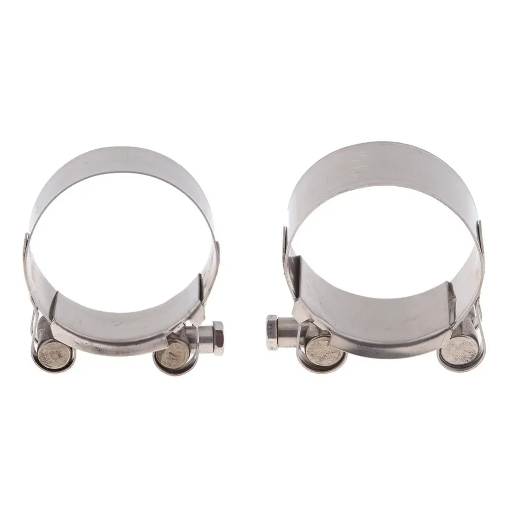 Universal Motorcycle 48-51mm/52-55mm Exhaust Pipe Clamp Calipers Stainless Steel T-Bolt Clamp (Stainless Steel)