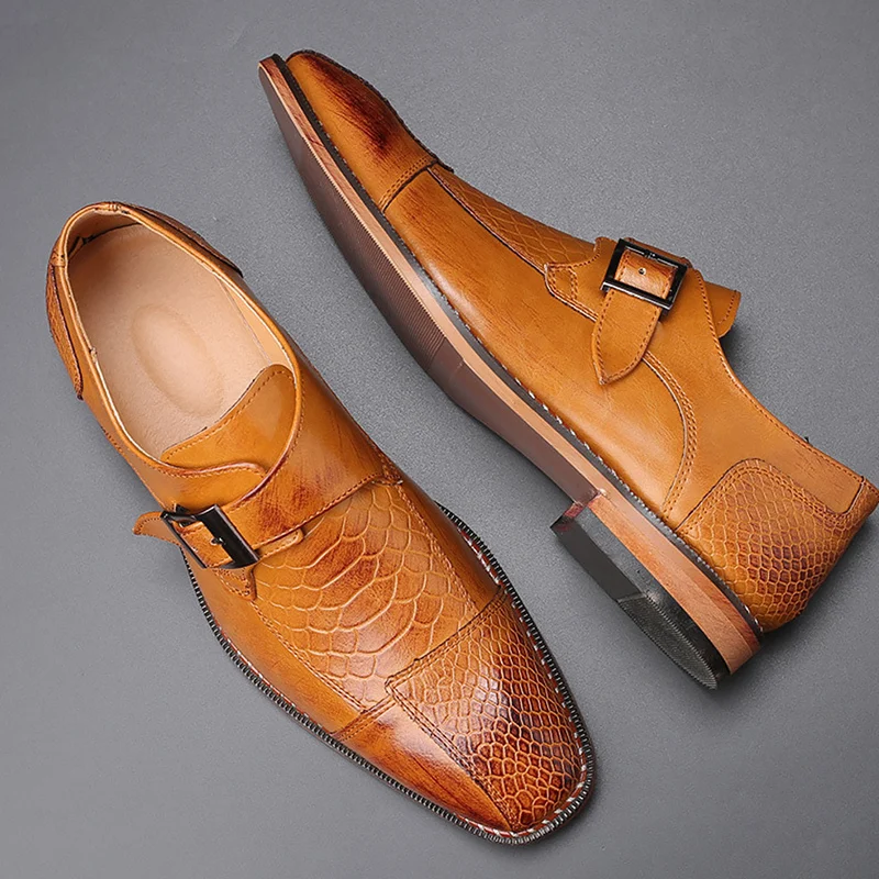 

Man's shoes Casual shoes men leather Hasp Wear resistant Office Formal dress Male footwear Snake print Driving shoes