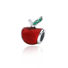 Классический серебряные бусины 925 пробы, Белоснежка красное яблоко талисманы подходят Pandora Браслеты для женщин DIY ювелирные изделия