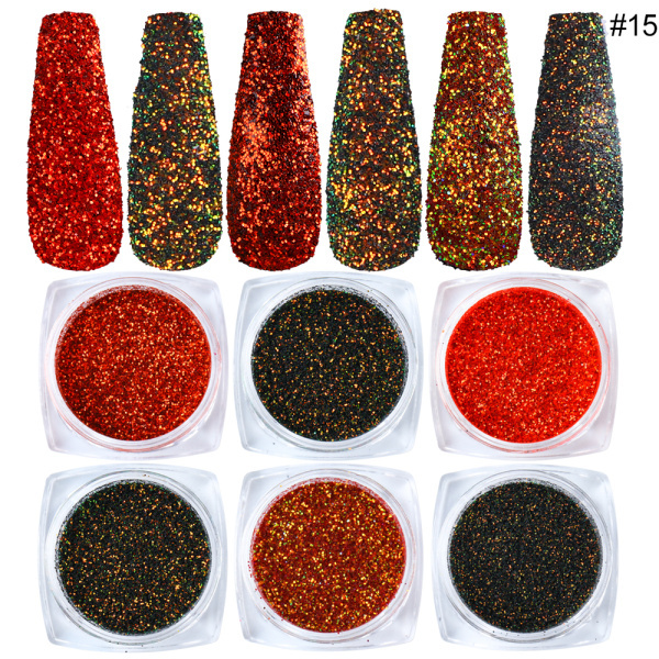 Box Shining Sugar Effect Nail Glitter Powder Laser Candy Nail Art Pigment Flakes Dust Coloful Nail Decor Accessories LA1539-28