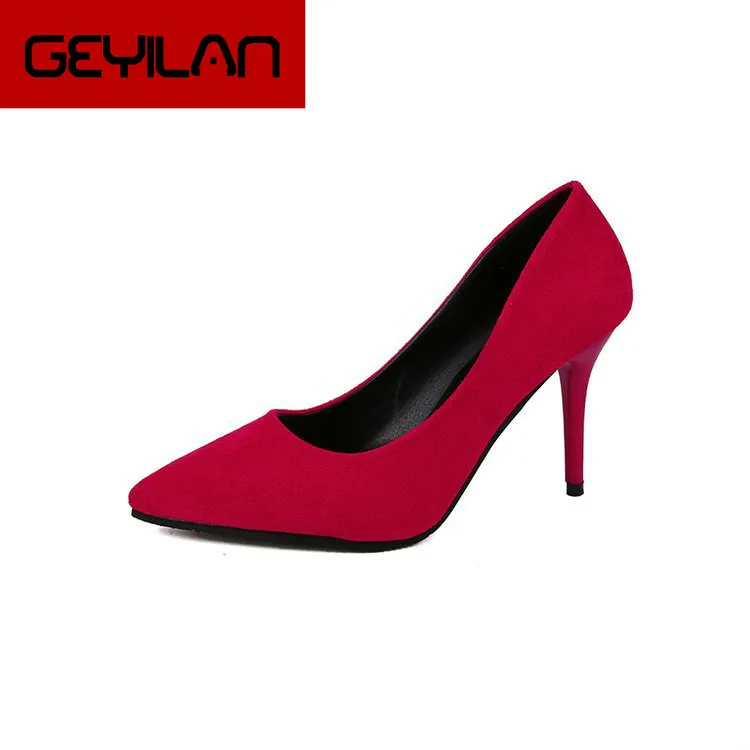 

Large size women's single shoes autumn new Korean version of the wild pointed black high heel sexy thin with shallow mouth fhb78