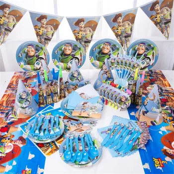 

kokoer Cartoon Toy Story Disposable Paper Napkins Banner Table Cloth Straws Cup Plates Baby Shower Birthday Party Decoration
