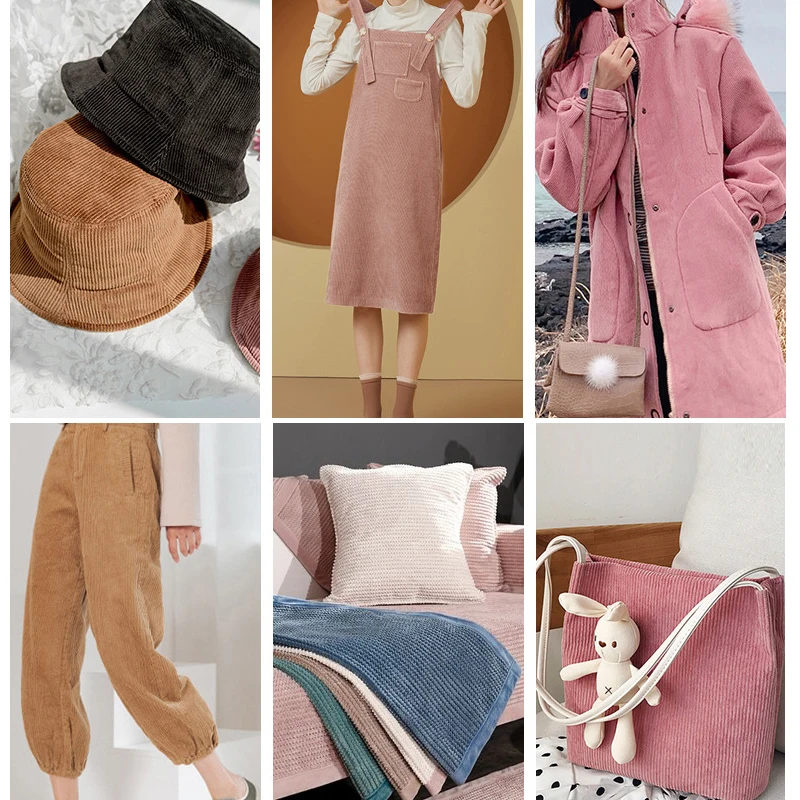 Corduroy Fabric Velvet Striped Flannel Shirt Jacket Guard Clothing Tissue Cotton-padded Pants Sofa Cover Sewing Cloth Material