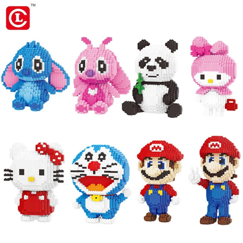 

New Educational Model Cartoon Panda Animal Bamboo 3D Model DIY Diamond Micro Mini Building Blocks one piece Bricks Assembly Toys