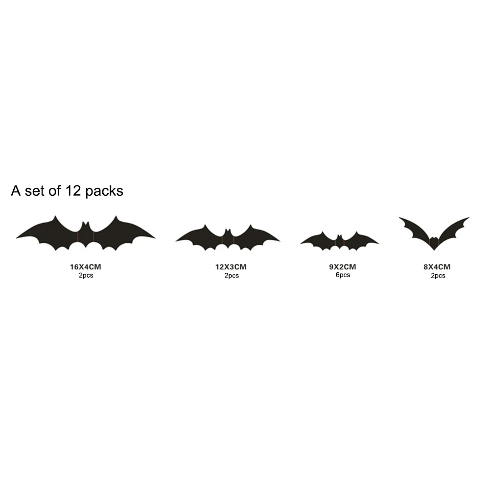 Halloween-Bat-Wall-3D-Sticker 12 шт Черный 3D DIY ПВХ наклейка для дома на Хэллоуин-вечеринку, страшный декор для украшения стен