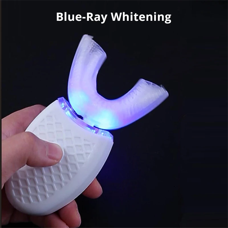 360 Degrees U Type Automatic Electric Toothbrush High Frequency Ultrasonic Vibration Blue Light Whiten Teeth Silicone Brush Head 360 Degrees U Type Automatic Electric Toothbrush High Frequency Ultrasonic Vibration Blue Light Whiten Teeth Silicone Brush Head