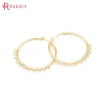 

(39526)4PCS 24K Gold Color Brass Round Circle Earring Hooks Jewelry Making Supplies Diy Findings Accessories