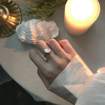

Simple Natural freshwater pearls Rings Irregular Ball Personality Geometric Open Finger Rings for Women Girls Party Jewelry