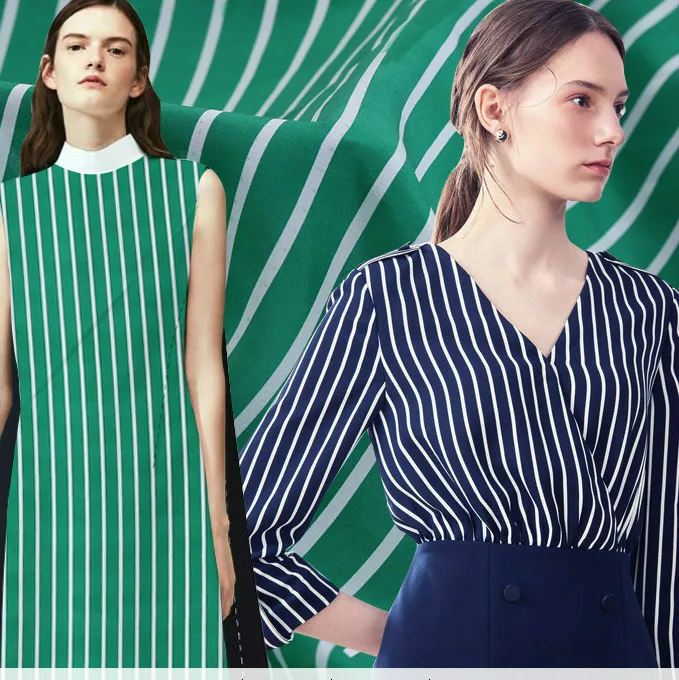 

138 cm wide stripe printed silk fabric meter 14 mm crepe de chine silk fabric natural material dress fabric wholesale silk cloth