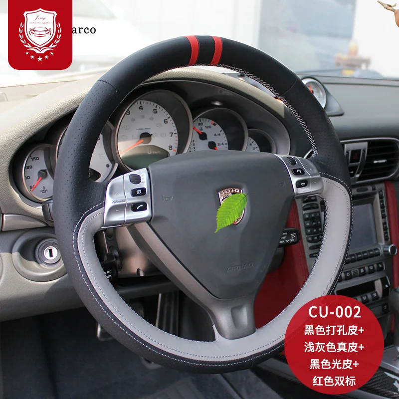 

New Hand-Stitched Suede Leather Car Steering Wheel Cover For Porsche Cayenne Panamera 911 Boxster Macan Car Accessories
