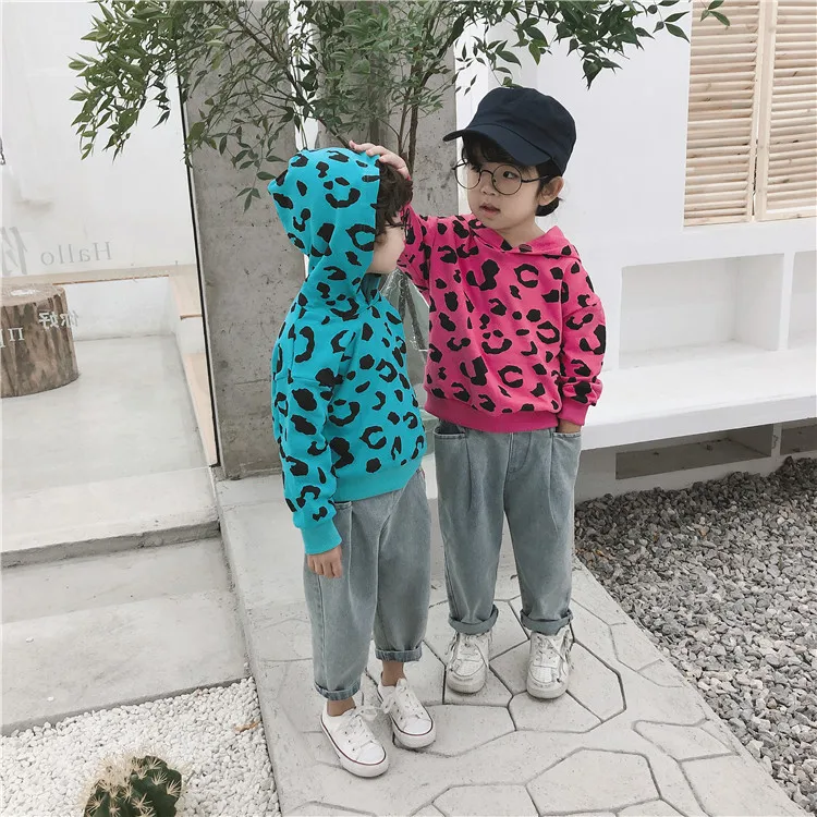 

2 3 4 5 6 7 Years Girls Hoodies Korean Cartoon Leopard Long Sleeve Sweatshirts for Boys Kids Clothing Autumn 2019 Child Pullover